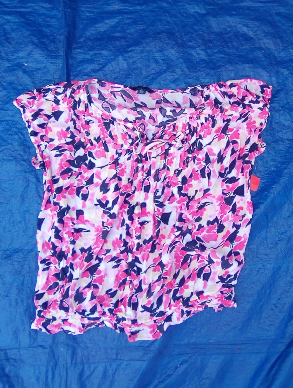 Tommy Hilfiger Pink and Navy Floral Strapless Tube Top